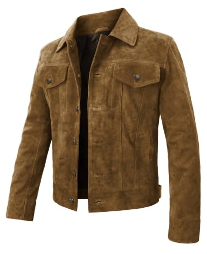Image of LP-FACON Mens Western Style Trucker Suede Leather Jacket