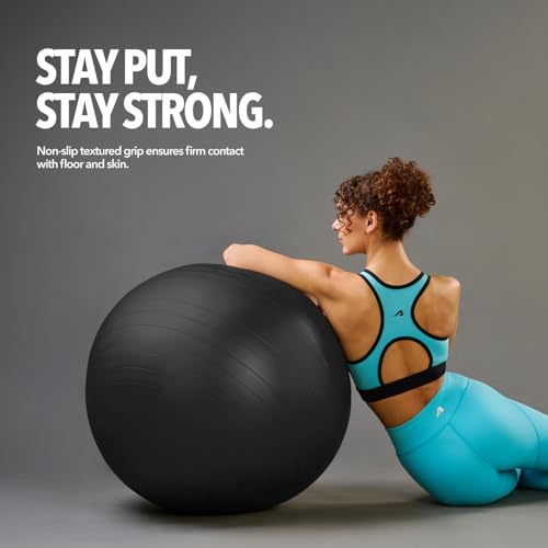 Image of Boldfit Gym Ball for Exercise with Foot Pump, Workout Yoga for Women /Men Swiss for Balance Stability Training, Fitness-Black 55cm