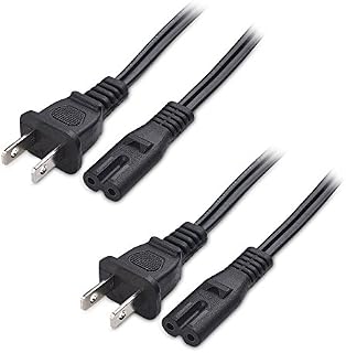 Cable Matters 2 Pack Non Polarized Power Cord, 2 Slot Power Cable