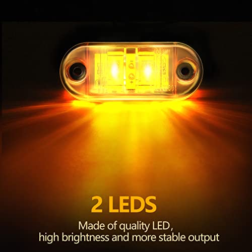Image of Tallew 10 Pcs LED Trailer Side Marker Lights 2 Diode Oval 2.5in,Amber, Red | Waterproof Clearance Marker for Truck Boat Rv Trailer, Equipped with Mounting Screws, Easy Mount, Running Signal Lighting