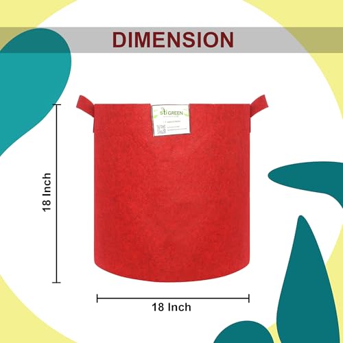 Image of Geo Fabric Grow Bags for Plants, 400 GSM Heavy-Duty, Breathable Drainage for Healthy Roots, Reusable & Washable, Maroon, 18 X 18 Inch (Pack of 2)
