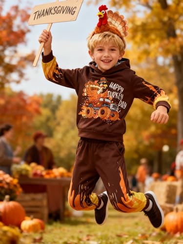 Image of Boys Sweatsuit Long Sleeve Color Block Hoodie Sweatshirt and Jogger Pants 2PC Sets Fall Clothes (Sizes: 4-8)