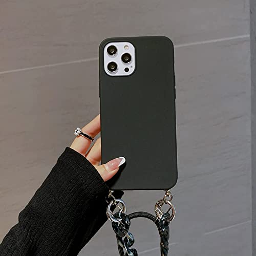 Coque iPhone 14 Pro Max anti-perte silicone noir cordon amovible