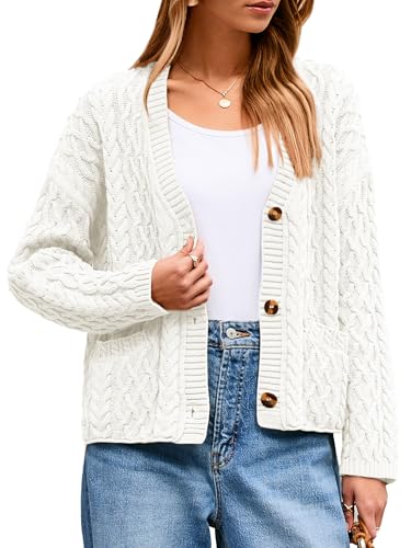 Simplee Womens Chunky Crochet Cardigan Long Sleeve Loose Cable Knit Oversized Sweater Button Up Outerwear Coats2