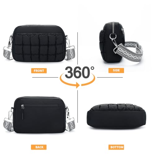 Herald Small Puffer Crossbody Bags for Women, Lightweight Nylon Quilted Shoulder Purse Handbag with Multiple Pockets3