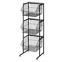 Amazon.co.jp: ネットカゴ3段スタンド 黒 幅32×奥行34.5×高さ