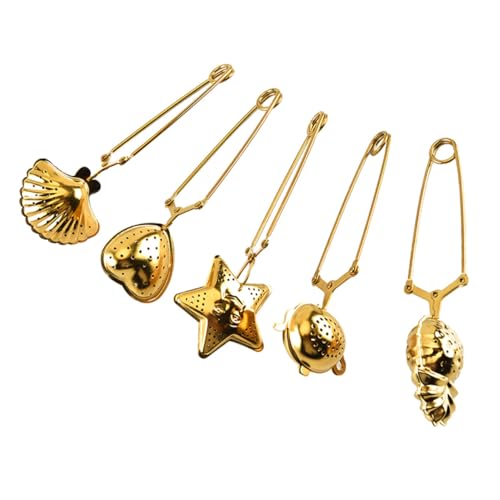 VALICLUD Passoire à Thé Infuseur En Acier Inoxydable Doré, Lot De 5, Résistant à La Chaleur, Filtre à Thé Pour Infusion Maison Cuisine