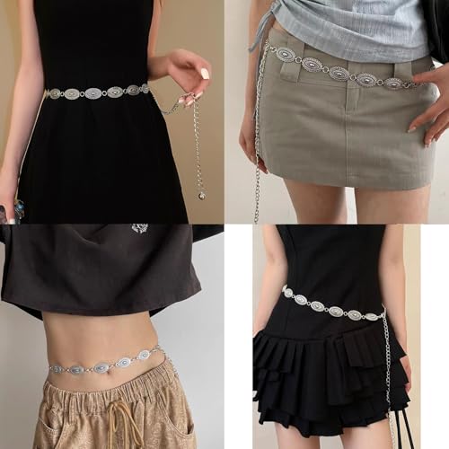 Western Metal Concho Belt for Women Cowgirl Waist Chain Belt for Country Concert Outfit Dresses Jeans Pants3
