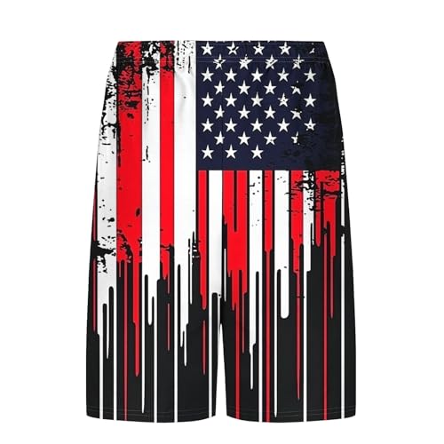 Mens American Flag Swim Trunks with Compression Liner and Pockets USA 4th of July Patriotic 2 in 1 Beach Board Shorts4