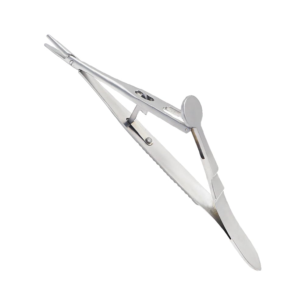 Stellmacher Ophthalmic Kalt Needle Holder – Straight & Curved Variants – 14 cm Stainless Steel Precision Instrument for Fine Suturing Control and Needle Handling (Straight)