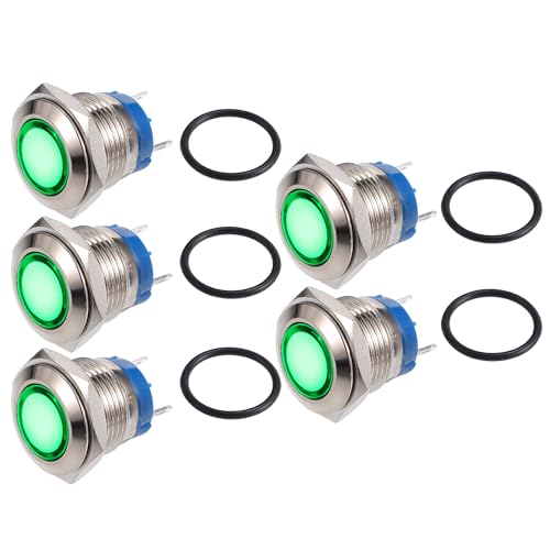 Image of X AUTOHAUX 5 Pcs LED Indicator Light 16mm 12V AC DC Metal Shell