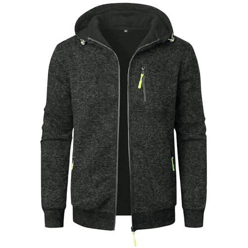 Veste Polaire Homme Chaude Hiver Sweats À Capuche Homme Travail Casual Sweat Zippé Automne Sport Jogging Hoodie Couleur Unie Thermique Blouson Sweatshirt...