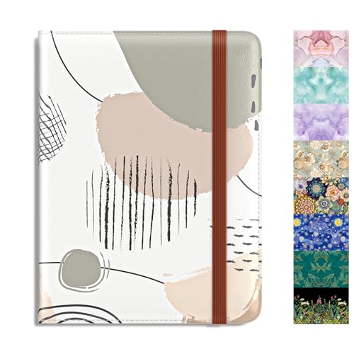 Rimilak Passport Holder, RFID Blocking Passport Cover Wallet with Clear Air Ticket Window, Leather Travel Documents Organizer Protector for Women and Men, Modern Art, Modern