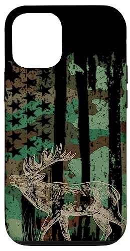 iPhone 14 Pro Camouflage American Camo Flag Elk Deer Hunting Men Hunter Case