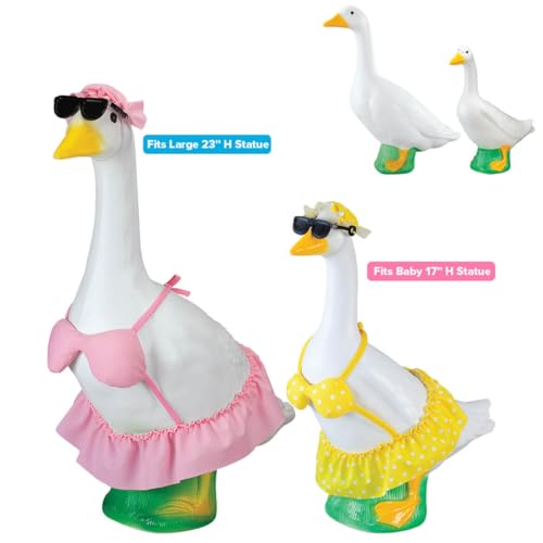 Fox Valley Traders Gaggleville Goose Bikini Bundle, Includes One Large 23\" White Goose, One Baby 17\" White Goose and Two Outfits - One Baby & One Large Bikini Goose Outfit Included - Thumbnail 3