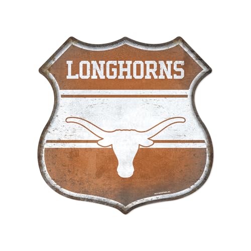 Rico Industries NCAA Texas Longhorns Rustic 11.5" Home Decor Metal Route Sign