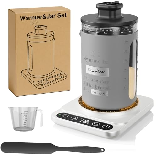 Sourdough starter warmer with glass fermentation jar set
