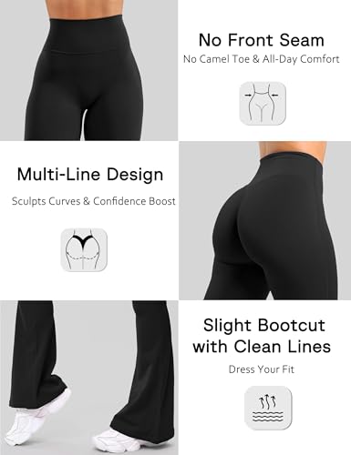 Unthewe High Waisted Flare Leggings for Women Tummy Control Butt Lifting Workout Yoga Wide Leg Pants4