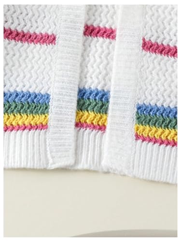 Verdusa Girl's Colorful Striped Open Front Cardigan Sweaters Cute Long Sleeve Lightweight Knit Coat4