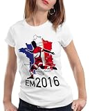 style3 EM 2026 Österreich Fan Damen T-Shirt Frankreich alle Spielorte Austria, Farbe:Weiß, Größe:L