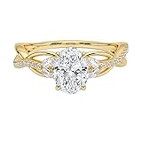 1-3 CT Moissanite Engagement Ring Colorless VVS1 10K 14K 18K Solid Gold & 925 Sterling Silver Eternity Moissanite Engagement Ring Christmas Gift For Women (Yellow, Main Stone :- Oval | 1 Carat)