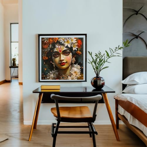Image of Whattacraft! DIY Acrylic Paint By Number Kit For Adults Kids Beginner Number Painting Kit DIY Canvas Painting By Number Wall Decoration DIY Painting Kit For Adults | Krishna Murari, Multicolor