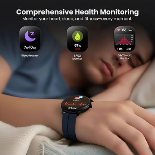 Image of GameSir Glavito Round Dial Smartwatch with 1.49 inch AMOLED Display, 100+ Sports Modes, IP67, Bluetooth Calling, Crown Control, Health Tracking, 100+ Watch Faces, Men & Women (Magnetic Dark Blue)
