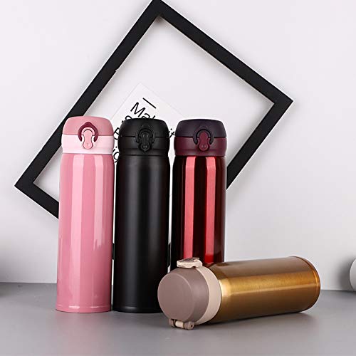 Frasco Térmico de Aço Inoxidável Maserfaliw 500 ml, Garrafa Térmica de Café Pop-Up Tampa Esportiva –