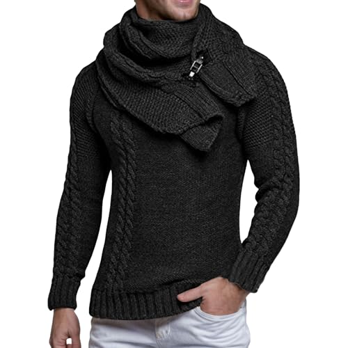 Mens Cable Knit Winter Warm Turtleneck Sweaters Casual Fashion Classic Pullover Long Sleeve Slim Fit Thick Sweater Top