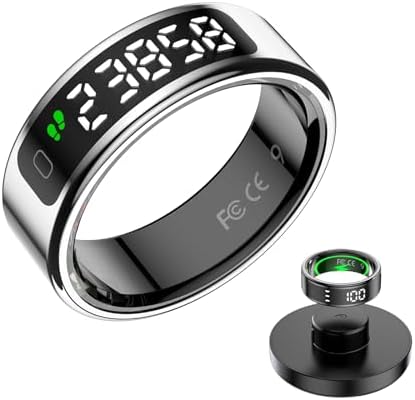 Anel inteligente com tela de LED, rastreamento de sono e fitness,...