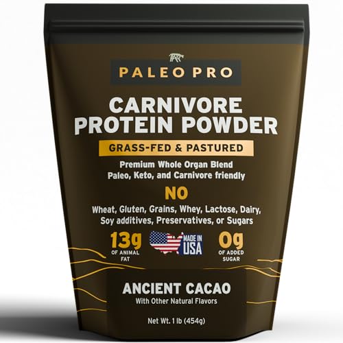 PaleoPro Carnivore Complete (Ancient Cacao) Pastured & Cage-Free Protein, Grass-Fed Beef Tallow, Beef Organs | No Sugar, Soy, Grains or Net Carbs | Gluten Free. Paleo & Keto Macros (15 Servings)