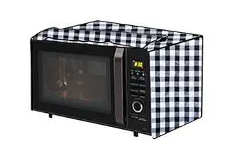 The Furnishing Tree PVC Waterproof Microwave Oven Cover compatible for Borosil Prima 30 Liter 1500 Watt Convection Oven Toaster Griller (OTG) Gingham Pattern Black & White