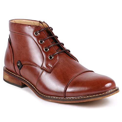 Metrocharm MC146 Men's Cap Toe Formal Dress Casual Oxford Ankle Boot (10, Brown)