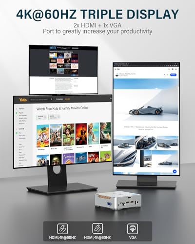 Image of KAMRUI GK3Plus Mini PC, 16GB RAM 1TB M.2 SSD Mini Computers,12th Alder Lake N95 (up to 3.4GHz) Micro PC, 2.5''SSD, Gigabit Ethernet,4K UHD,Three Screen Display, WiFi,BT,VESA /Home /Business Small pc