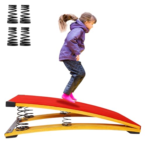 4 Springs Gymnastics Springboard for Kids 31.5X19.7 Vaulting Training Spring Boards Gymnastics Portable Curved Spring Board Gymnastics Vault with Anti-Slip Mat for Outdoor Training Exercise