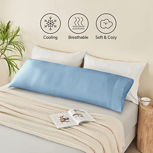 Image of BEDELITE Body Pillow Pillowcase, Rayon from Bamboo, Blue, 20 inchx54 inch