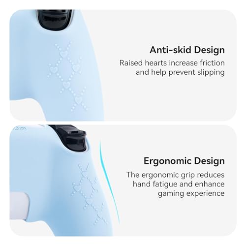 Image of GeekShare Cute Cat Paw PS5 Controller Skin Set Anti-Slip Silicone Protective Cover Skin Case for PS5 Wireless Controller with 2 Thumb Grip Caps and 1 Sticker (Blue)