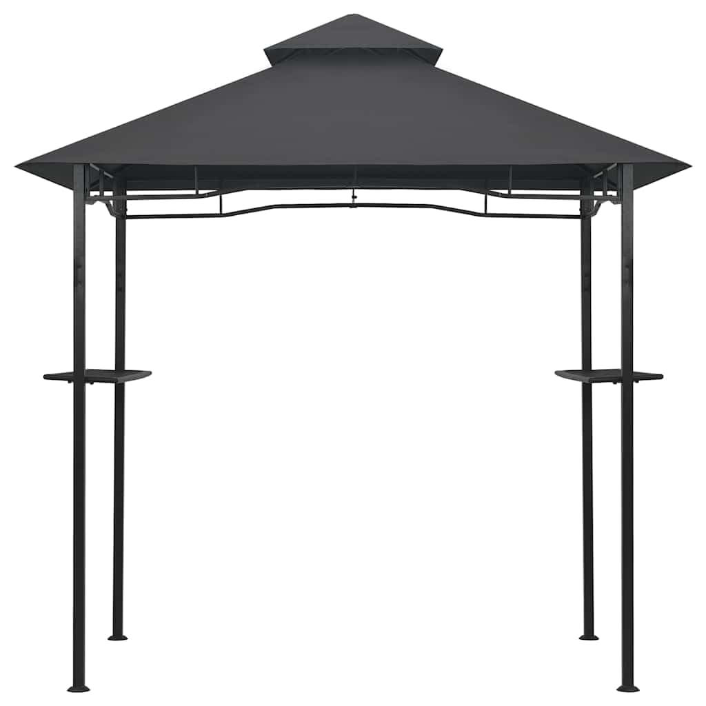 Belvédère de Barbecue en Acier Anthracite 240x150x255 cm avec Double Toit résistant aux intempéries et comptoirs de Bar pour terrasse Jardin extérieur Patio Ombre Protection