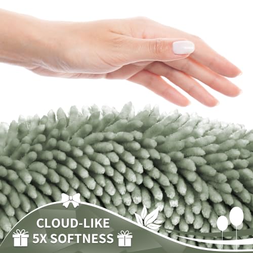 Image of Yimobra Chenille Bathroom Rugs Non Slip, Extra Thick Soft Absorbent Bath Rug 31.5x20 Inch, Machine Washable Quick Dry Bath Mat for Bathroom Floor, Tub and Shower, Home Decor Accessories, Sage Green