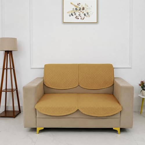 Image of Homerz Premium 'Surya Series' Sofa Cover | Stylish Sofa Protector | Net Fabric | Anti-Stain & Washable Slip Cover Exact Size Antislip (New Jerry Chikku, 2 Seater, Seat Cover with Backrest)