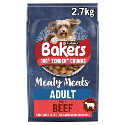BAKERS Meaty Meals Adult Dry Dog Food Beef 2.7kg (Pack of 4)