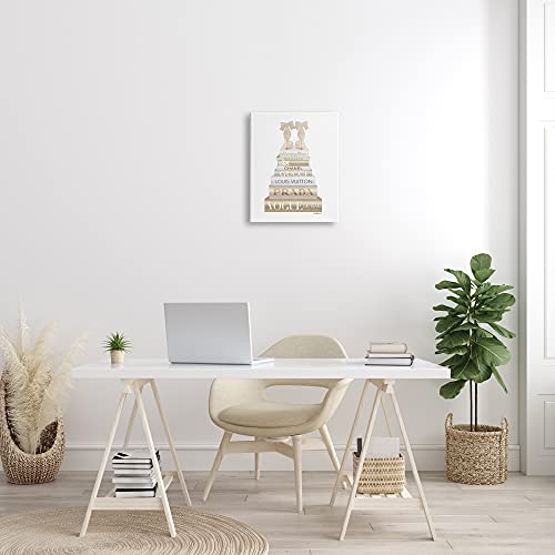 Image of Cream Bow Heels Glam Bookstack, 16 x 20 Inch Canvas Wall Art | Stupell Industries . By Amanda Greenwood . Ready to hang . Chic gift for fashion lovers . Made in USA