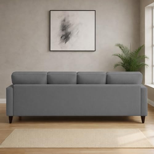 Image of Carlos RHS 4 Seater L Shape Sofa Set for Living Room & Home Office Furniture, Modern Durable Sectional Corner Sofa Couch, Premium Fabric Comfortable Seating with Strong Frame (Dark Grey)