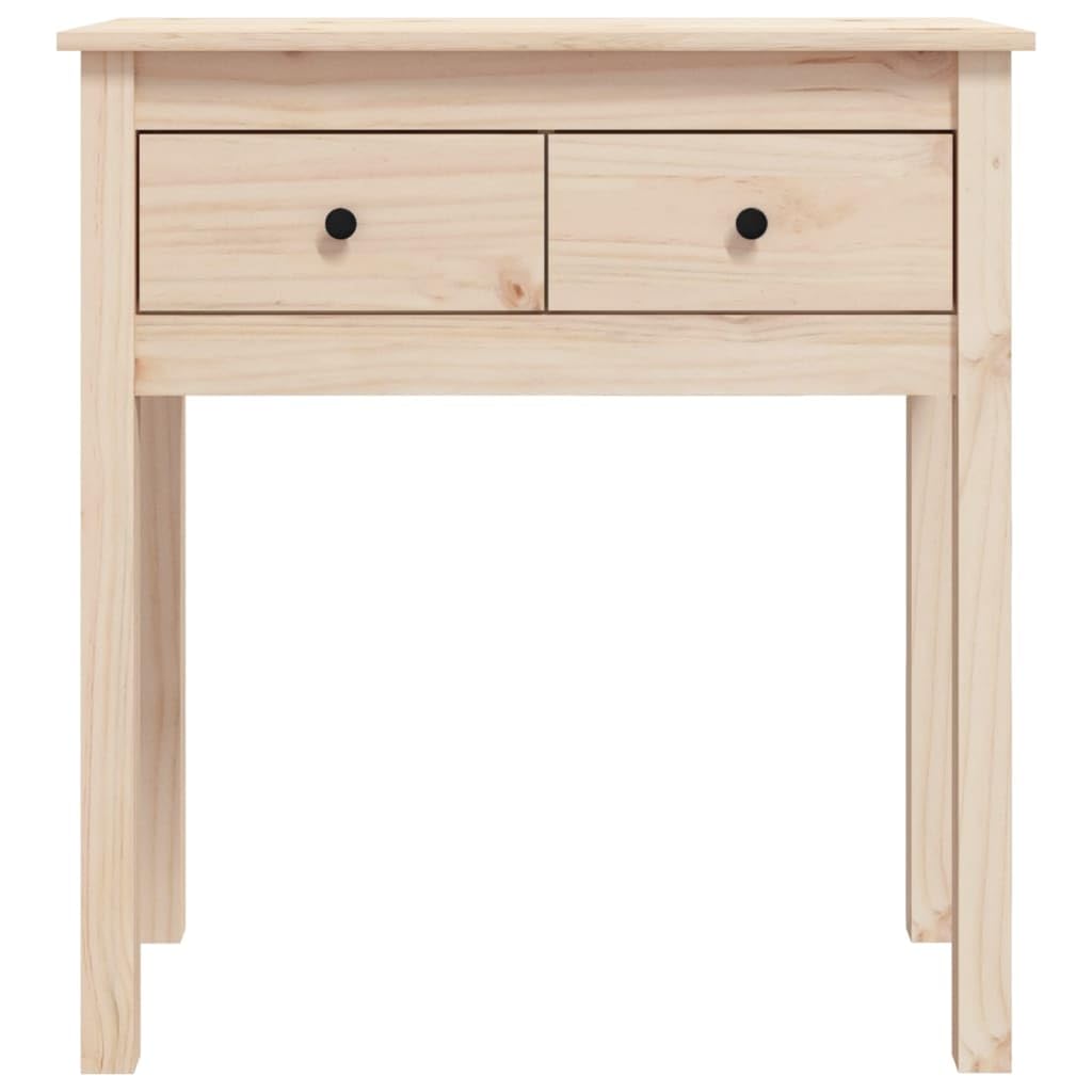 Tavolo consolle in legno di pino massiccio, 70 x 35 x 75 cm, con 2 cassetti, per soggiorno, camera da letto, corridoio e ufficio