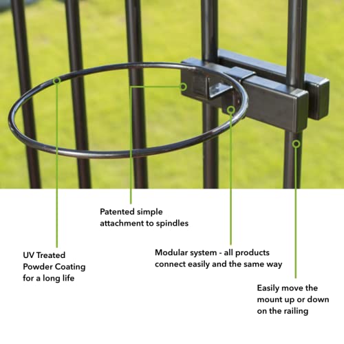 Deck Railing Container Holder/Bracket Kit For Round Pot Planters (6") #TOP3