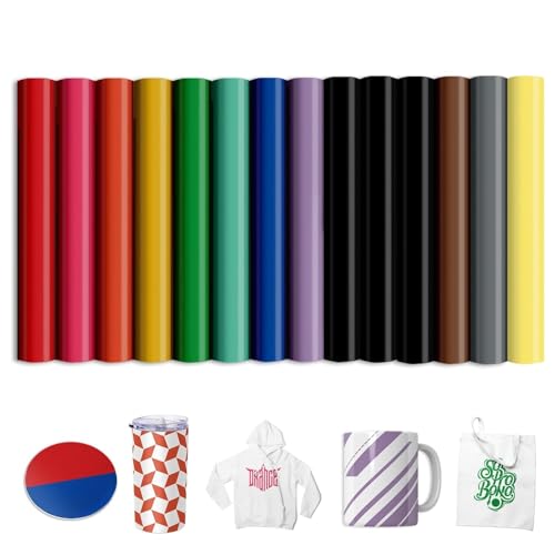 Infusible Ink Folie for Sublimation Becher Blanks T-Shirts Mugs Cups Solid Colour Sublimationspapier for Cricut Heat Press Mug 30 5 x 25 4 cm 14 Stück