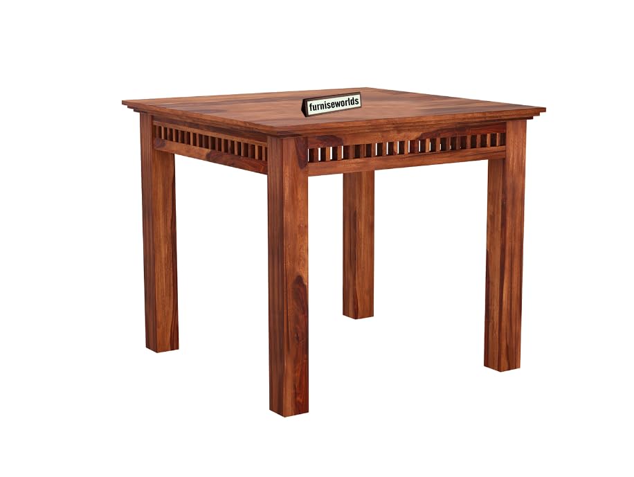 Image of Sheesham Wood 2 Seater Dining Table with Cushion Chair 2 Seater Wooden Dining Room Set Dinner Table Furniture for Living Room Home Restaurant 32x32x29 inch