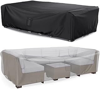 Mrrihand Garden Cube Furniture Covers Waterproof 600D Heavy Duty, Rattan Cube Cover 126x126x74cm Windproof, Anti-UV, Tear-resistant, Outdoor Table Cover with Buckles,Drawstring