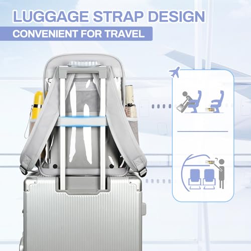 Image of MUSEVOS Clear Backpack, Heavy Duty See Through Daypack for Travel, Work, Security, Concerts, College Transparent PVC bookback Stadium Approved, Grey