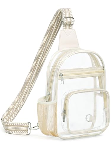 QOECI Clear Bag for Stadium Events, Clear Crossbody Purse, Sling Backpack